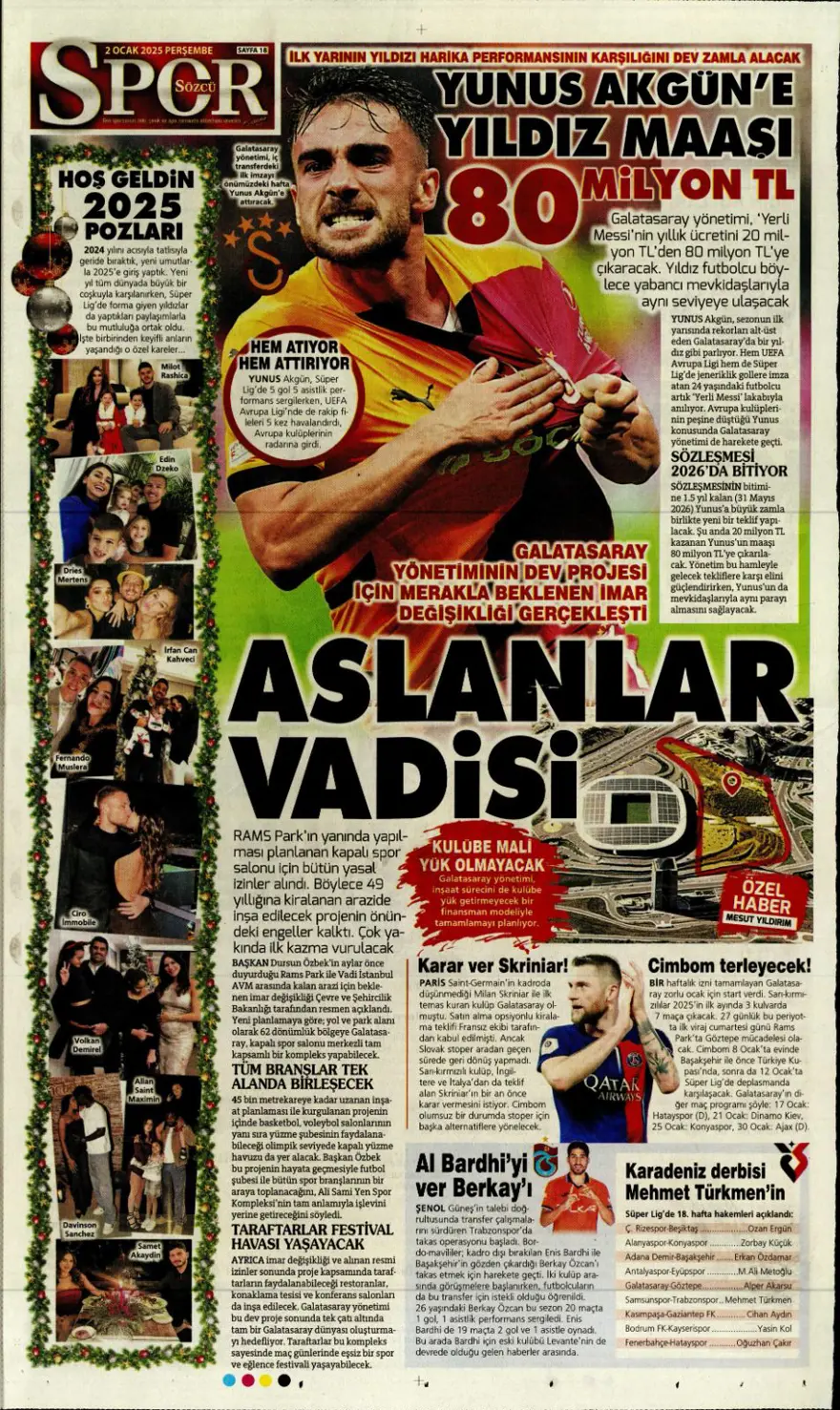 "Galatasaray'da Sane bombası" (2 Ocak 2025 spor manşetleri) 20