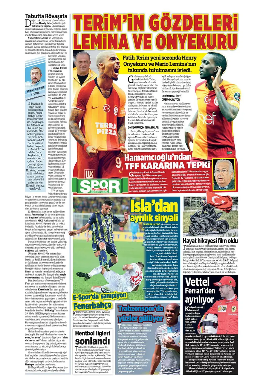 Günün spor manşetleri (13 Mayıs 2020) 12