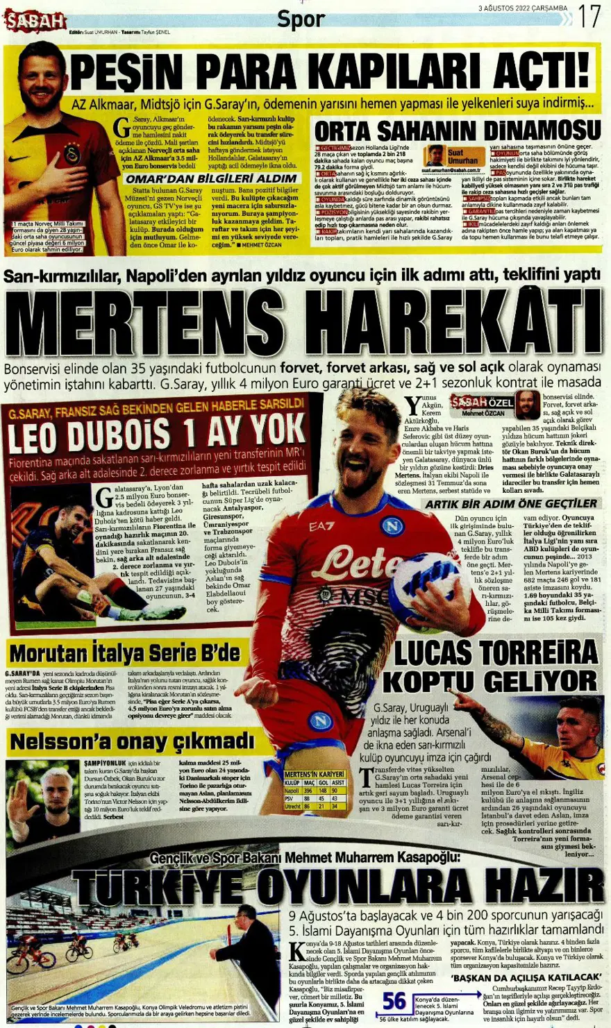 Günün spor manşetleri (3 Ağustos 2022) 9