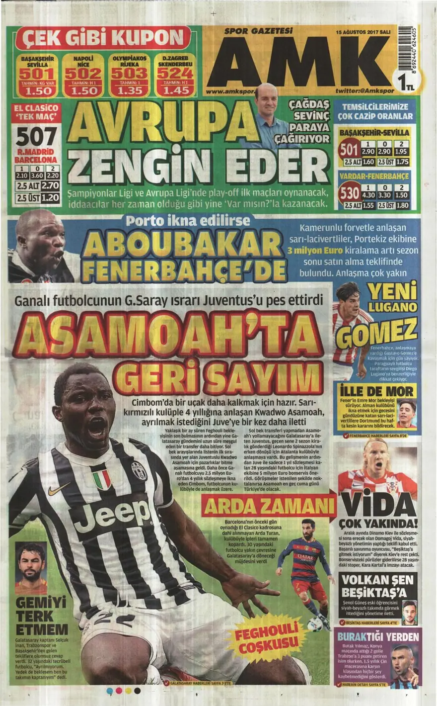 Günün spor gazeteleri (Transfer haberleri - 15 Ağustos 2017) 14 Günün spor gazeteleri (Transfer haberleri - 15 Ağustos 2017) 14