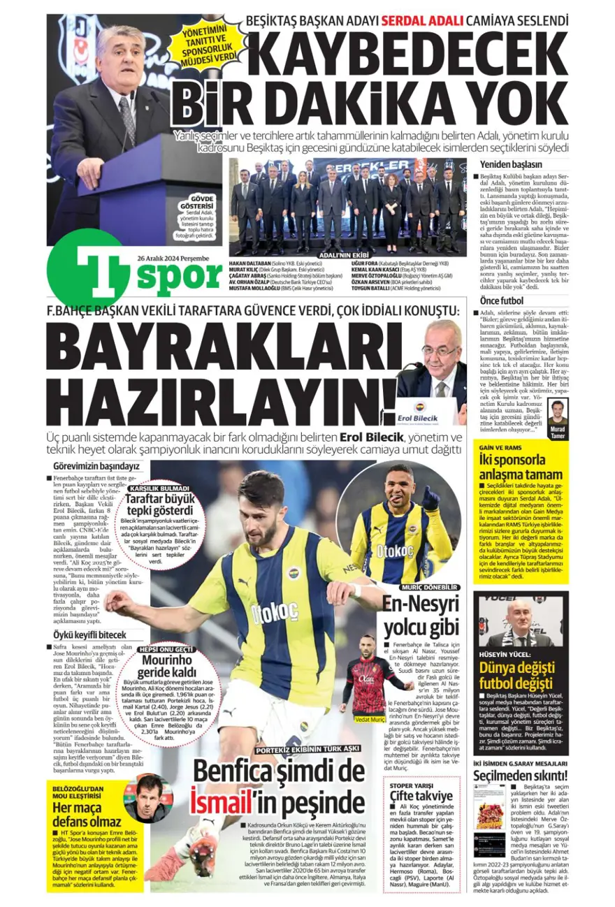 "Aslan'dan dev harekat" (26 Aralık 2024 spor manşetleri) 25