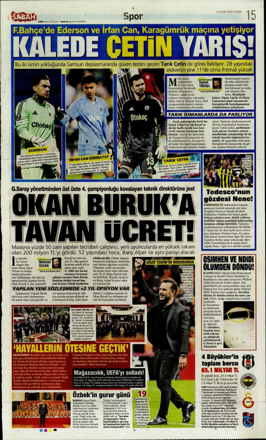 "Sofya'da tarihi zafer" (12 Ekim 2025 spor manşetleri) 18