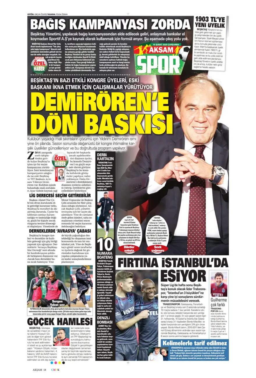 Günün spor gazeteleri (19 Şubat 2020) 