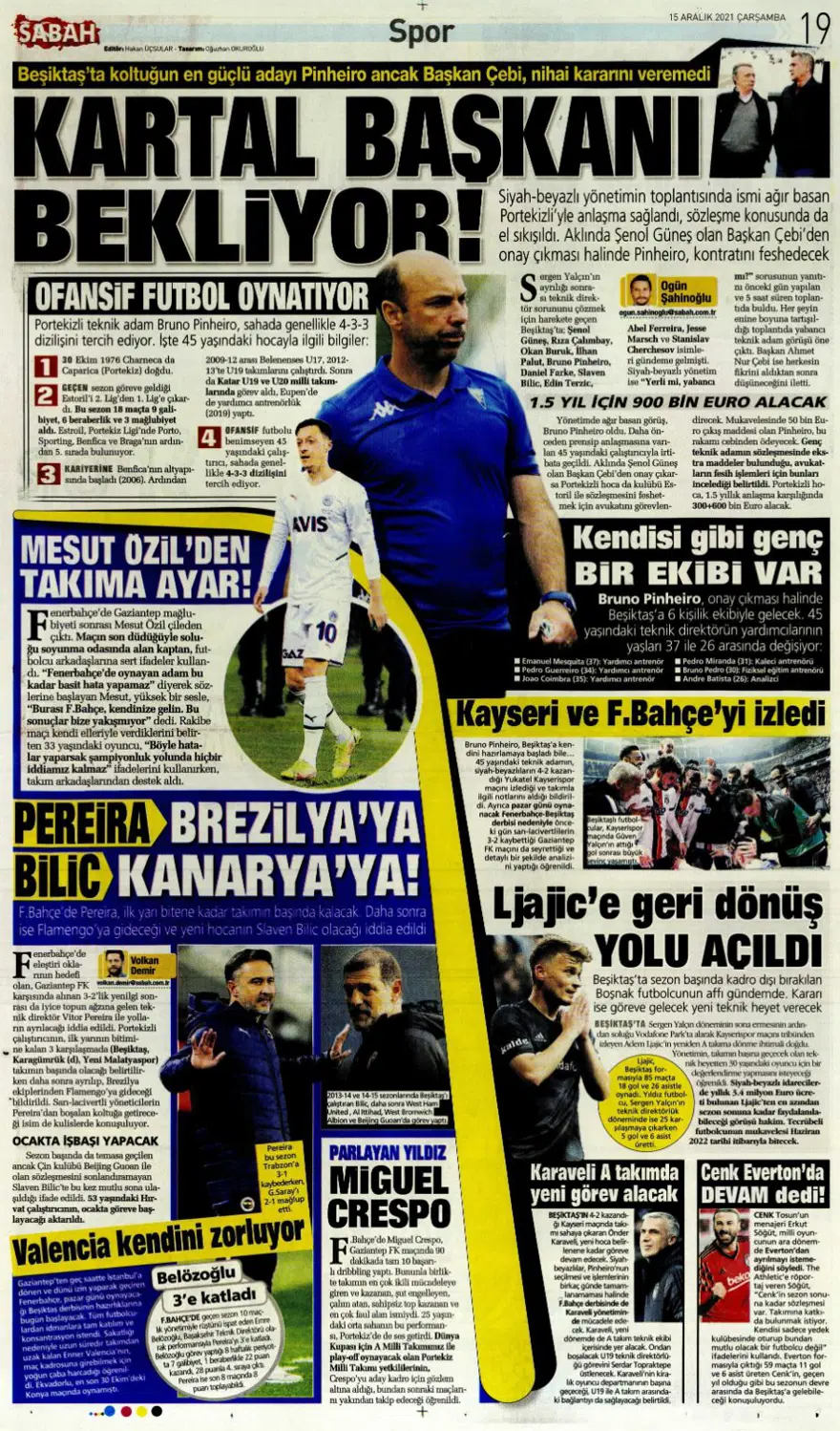 Günün spor manşetleri (15 Aralık 2021) 8 Günün spor manşetleri (15 Aralık 2021) 8