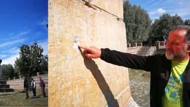 Roma döneminden kalan tarihi 'Dikilitaş'ı hedef tahtası yaptılar