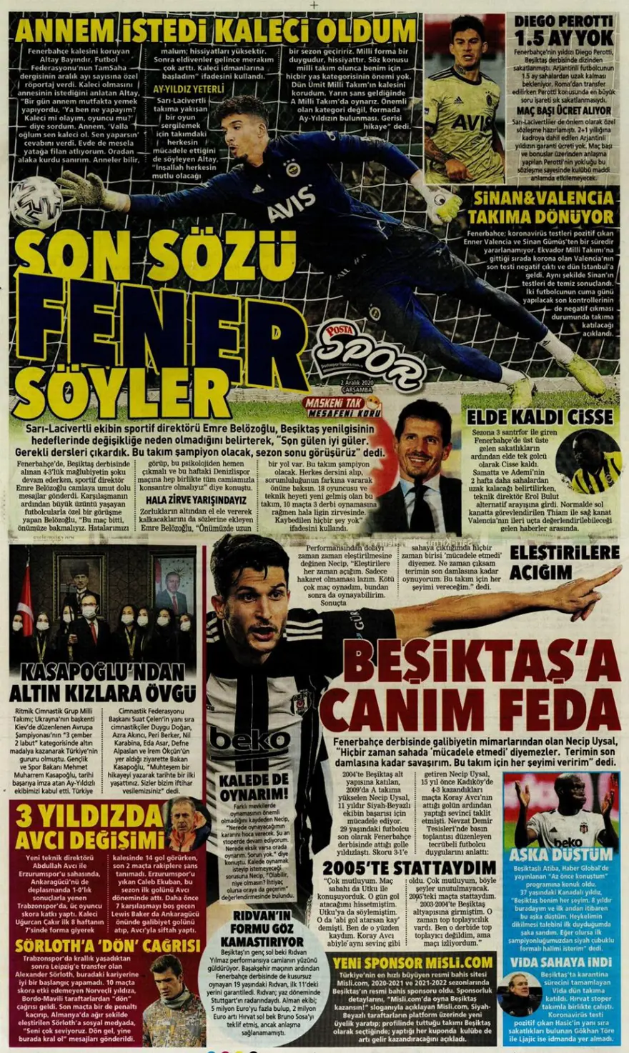 Günün spor manşetleri (2 Aralık 2020) 13