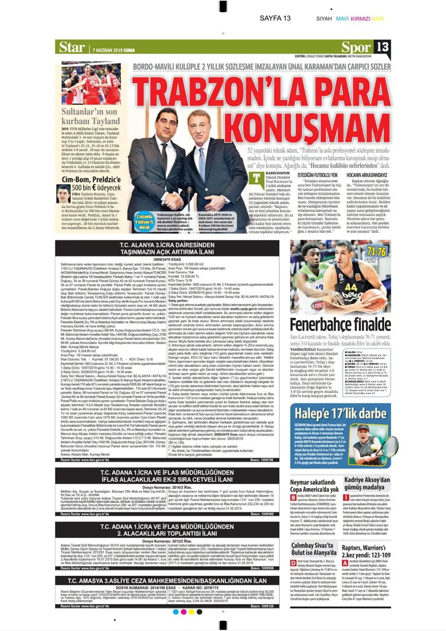 Günün spor manşetleri (7 Haziran 2019) 12