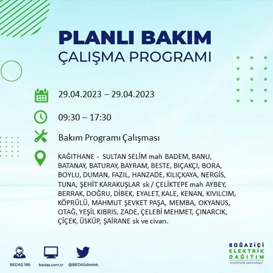 İstanbul'un 14 ilçesinde elektrik kesintisi: Elektrikler ne zaman gelecek? (29 Nisan BEDAŞ planlı elektrik kesintisi) 16