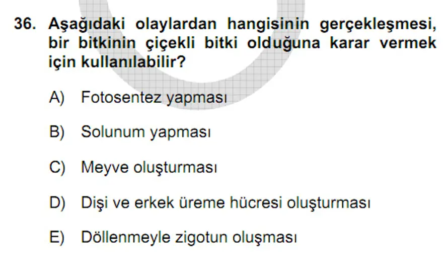 YGS Fen Bilimleri Soruları ve Yanıtları 35