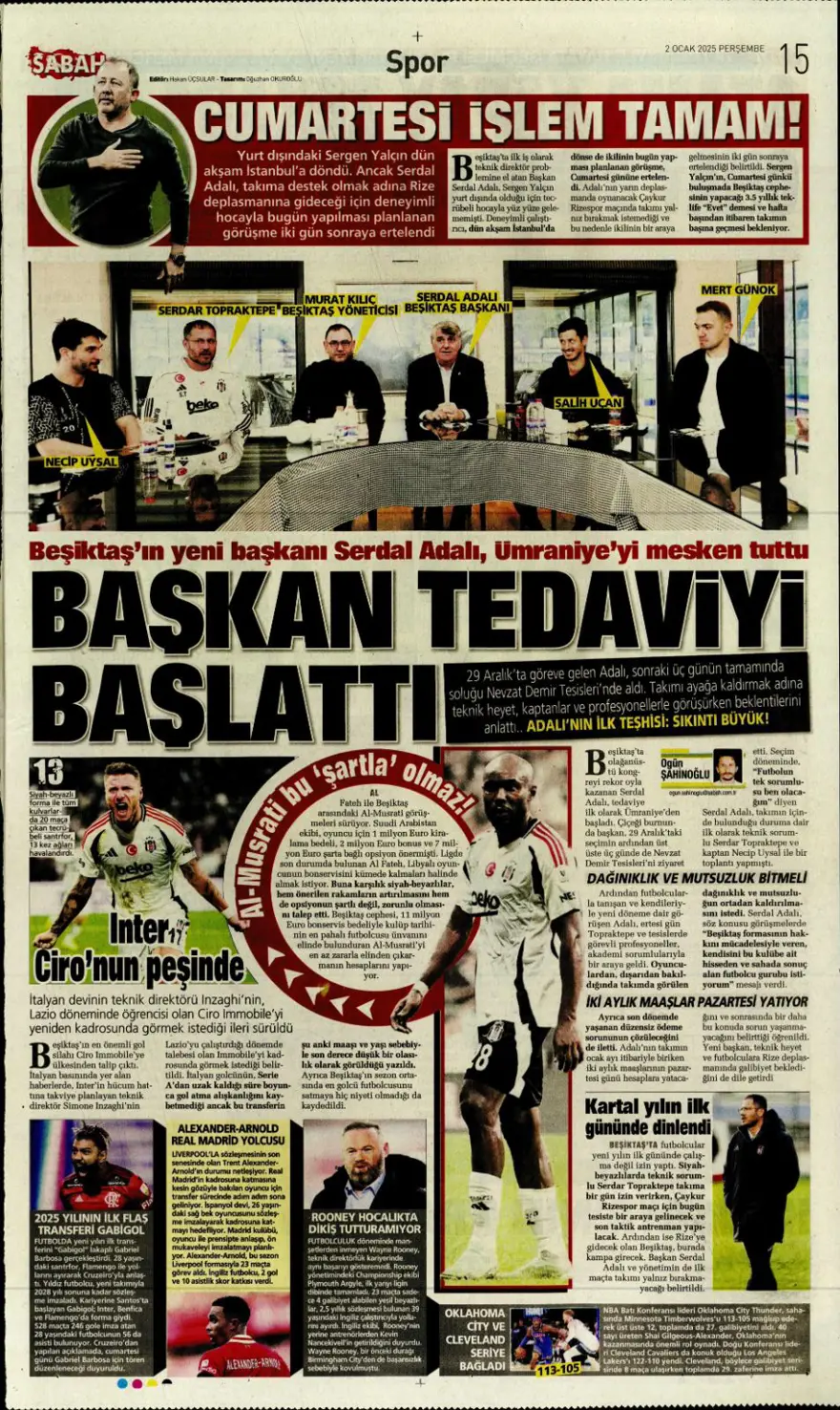 "Galatasaray'da Sane bombası" (2 Ocak 2025 spor manşetleri) 16