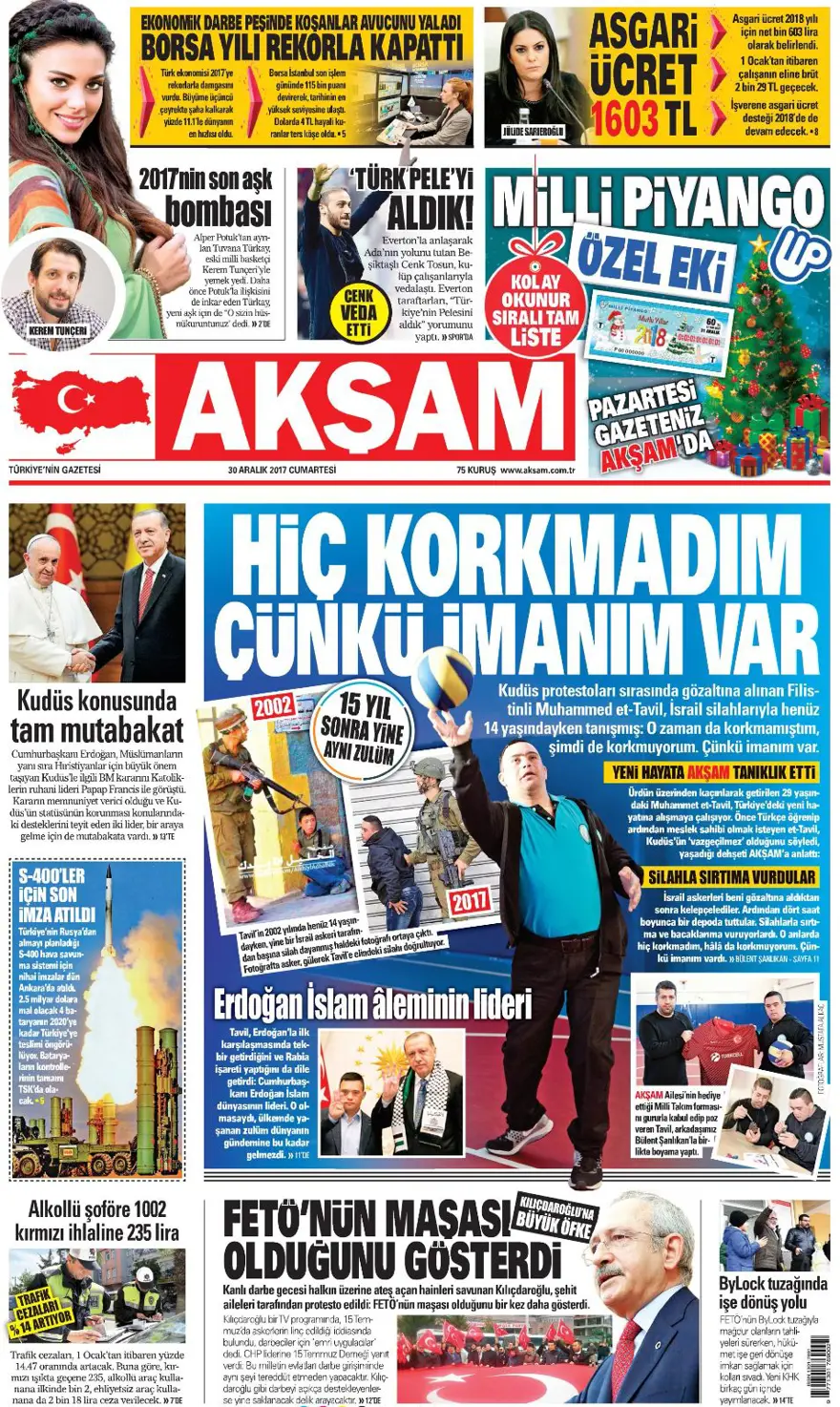 Günün gazete manşetleri - 30 Aralık 2017 2