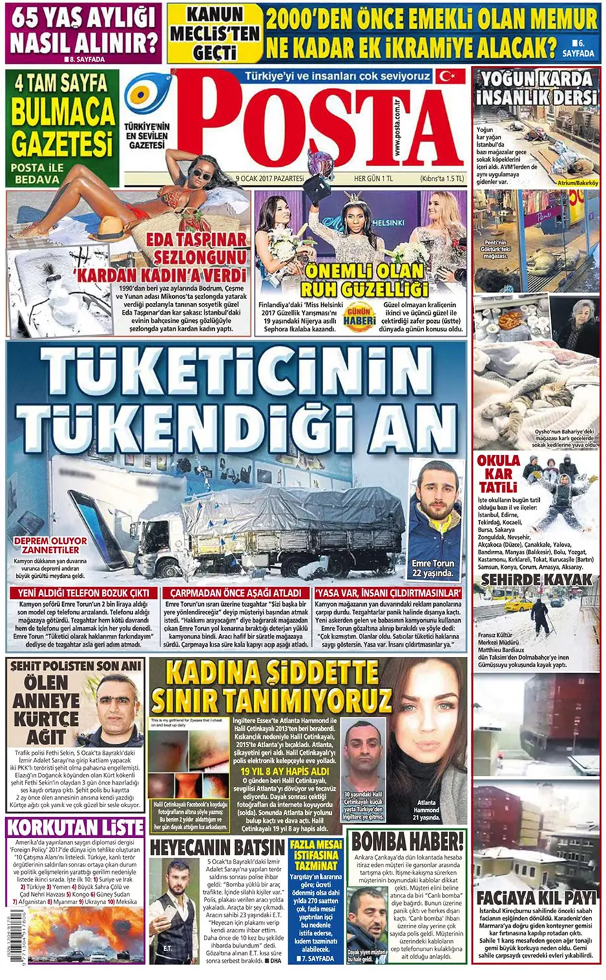 Günün gazete manşetleri - 9 Ocak 2017 9