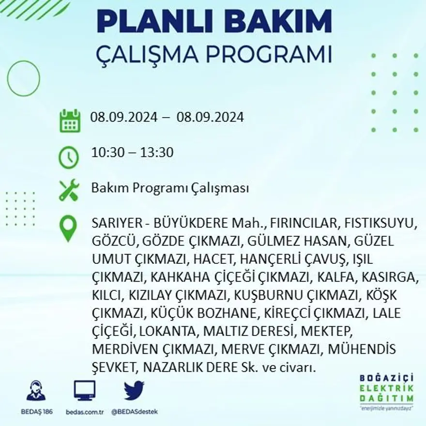 Bu ilçelerde oturanlar dikkat! 8 saat elektrik kesintisi yaşanacak: Elektrikler ne zaman gelecek? (8 Eylül BEDAŞ kesinti programı) 21