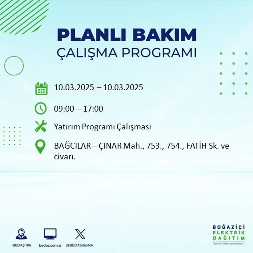 İstanbul'un 22 ilçesinde yarın elektrik kesintisi yaşanacak: Elektrikler ne zaman gelecek? (10 Mart BEDAŞ planlı kesinti programı) 5