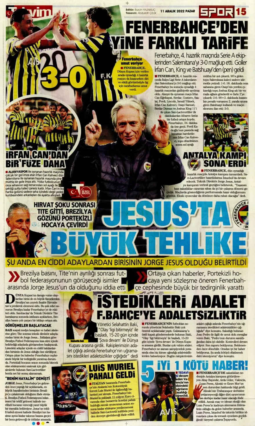 Günün spor manşetleri (11 Aralık 2022) 27