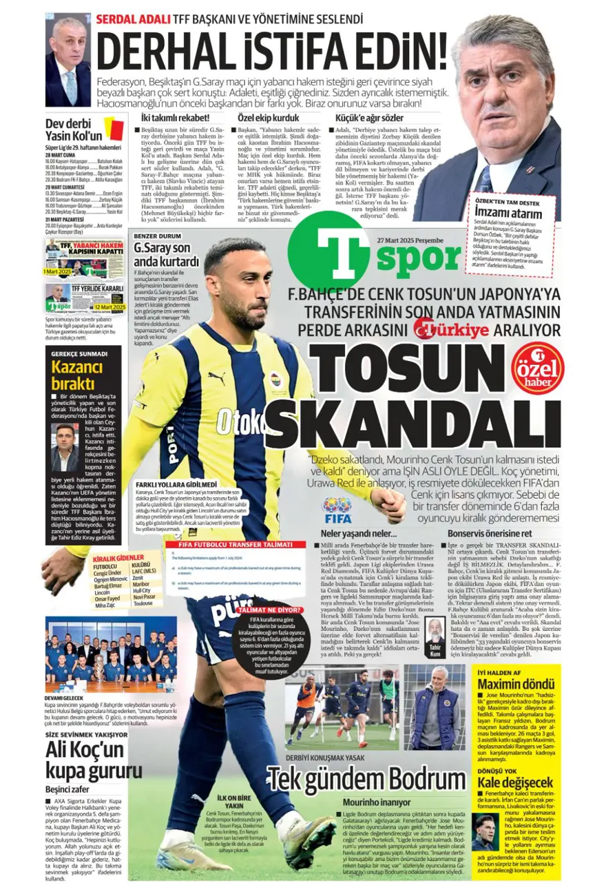 "Joao Felix Aslan'a geliyor" (27 Mart 2025 spor manşetleri) 15