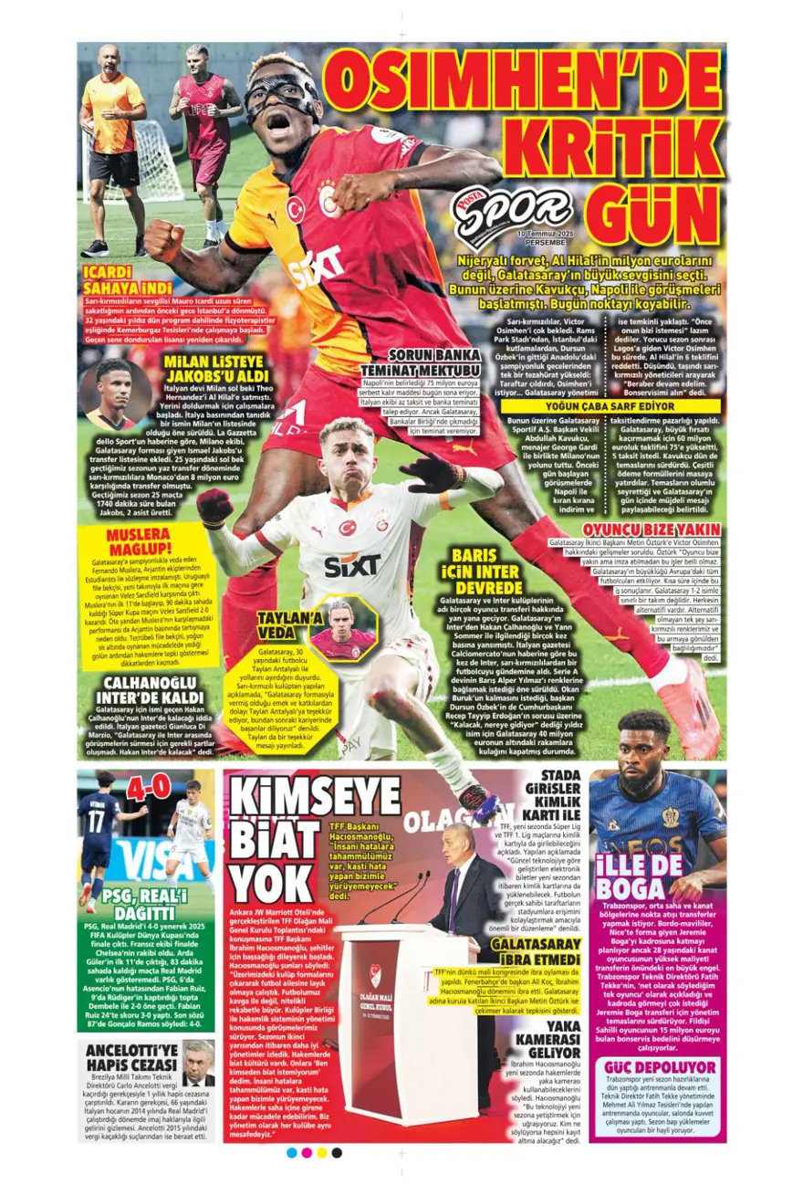 "Fenerbahçe'den Kerem harekatı" (10 Temmuz 2025 spor manşetleri) 15