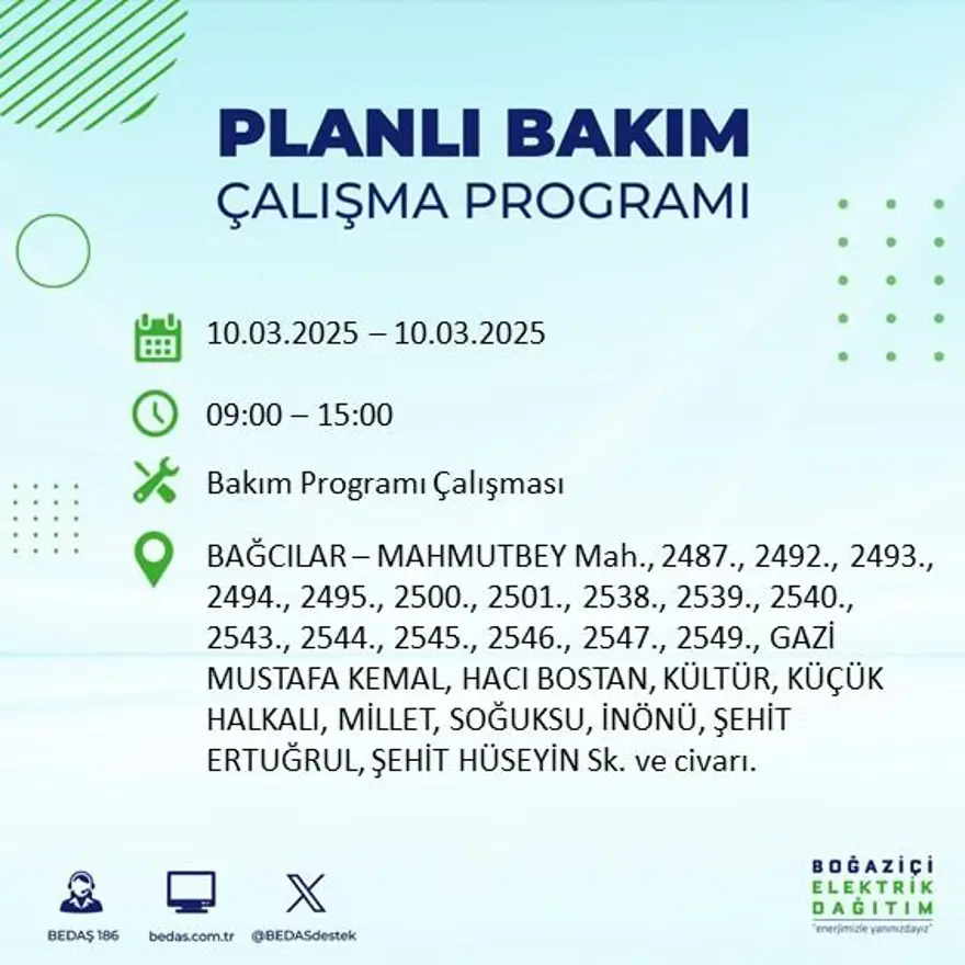 İstanbul'un 22 ilçesinde yarın elektrik kesintisi yaşanacak: Elektrikler ne zaman gelecek? (10 Mart BEDAŞ planlı kesinti programı) 6