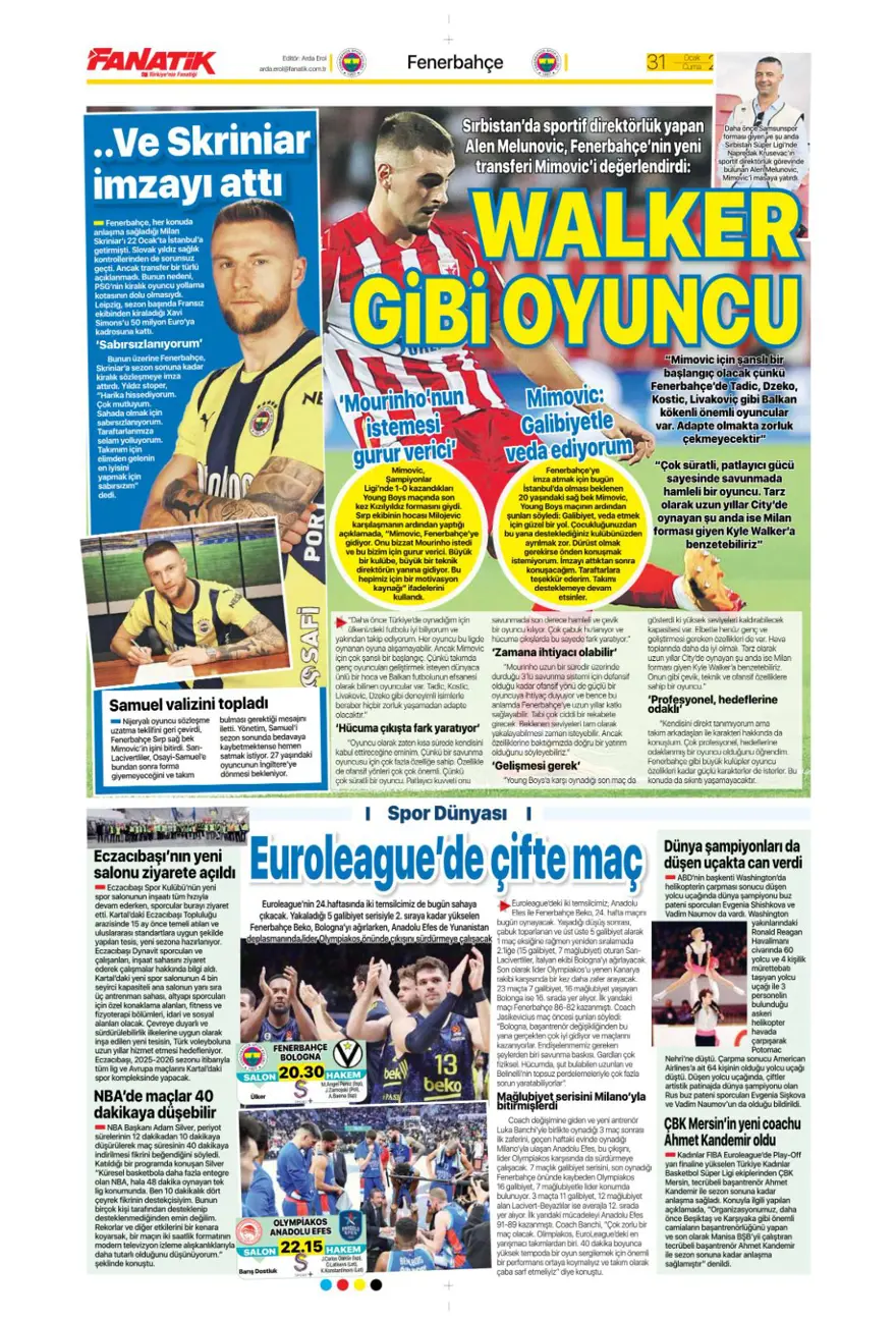 "İki play-off, bir off" (31 Ocak 2025 spor manşetleri) 11 "İki play-off, bir off" (31 Ocak 2025 spor manşetleri) 11