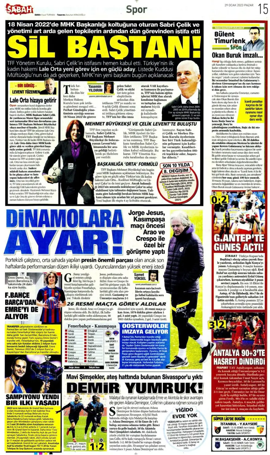 Günün spor manşetleri (29 Ocak 2023) 6