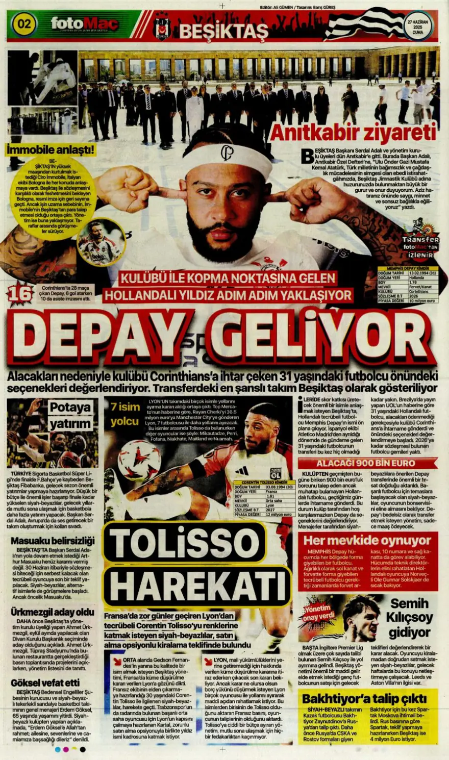 "Aslan'ın stoperi Real'den geliyor" (27 Haziran 2025 spor manşetleri) 5