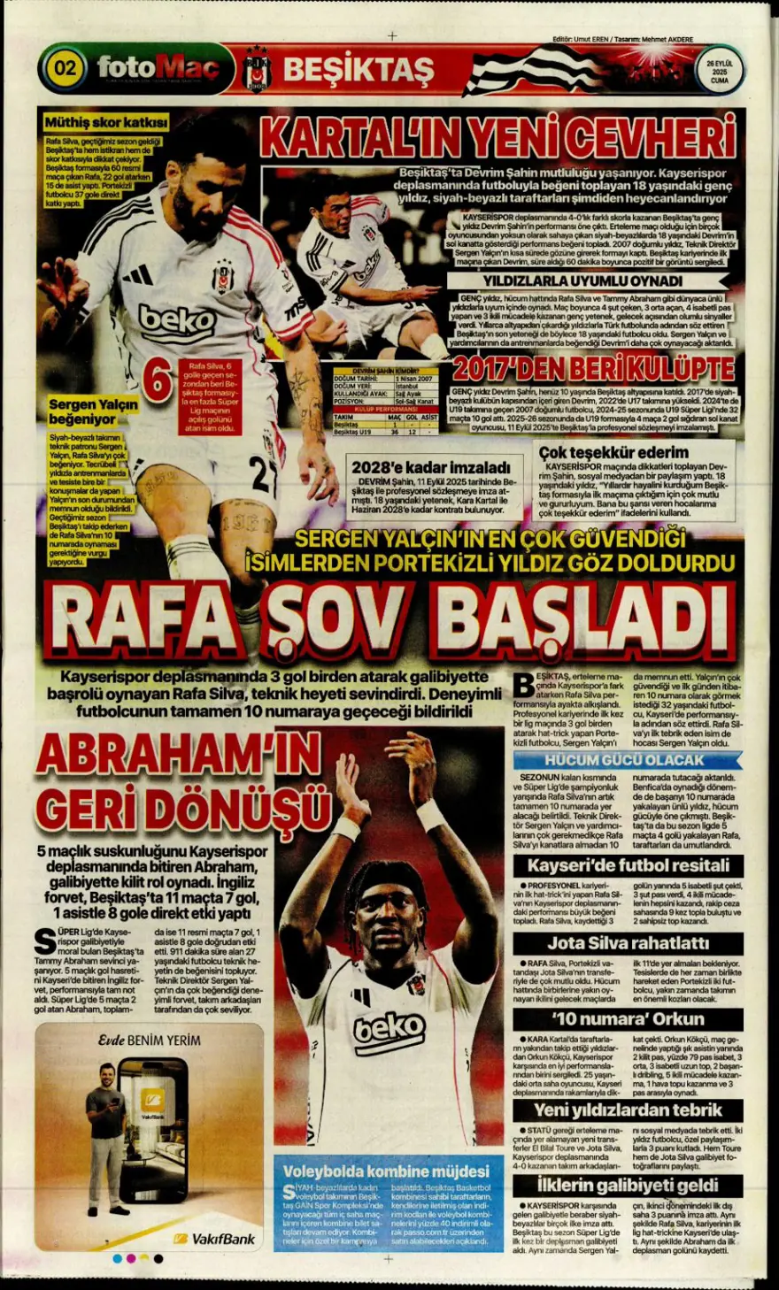 "Tedesco görüşme odasına" (26 Eylül 2025 spor manşetleri) 10 "Tedesco görüşme odasına" (26 Eylül 2025 spor manşetleri) 10