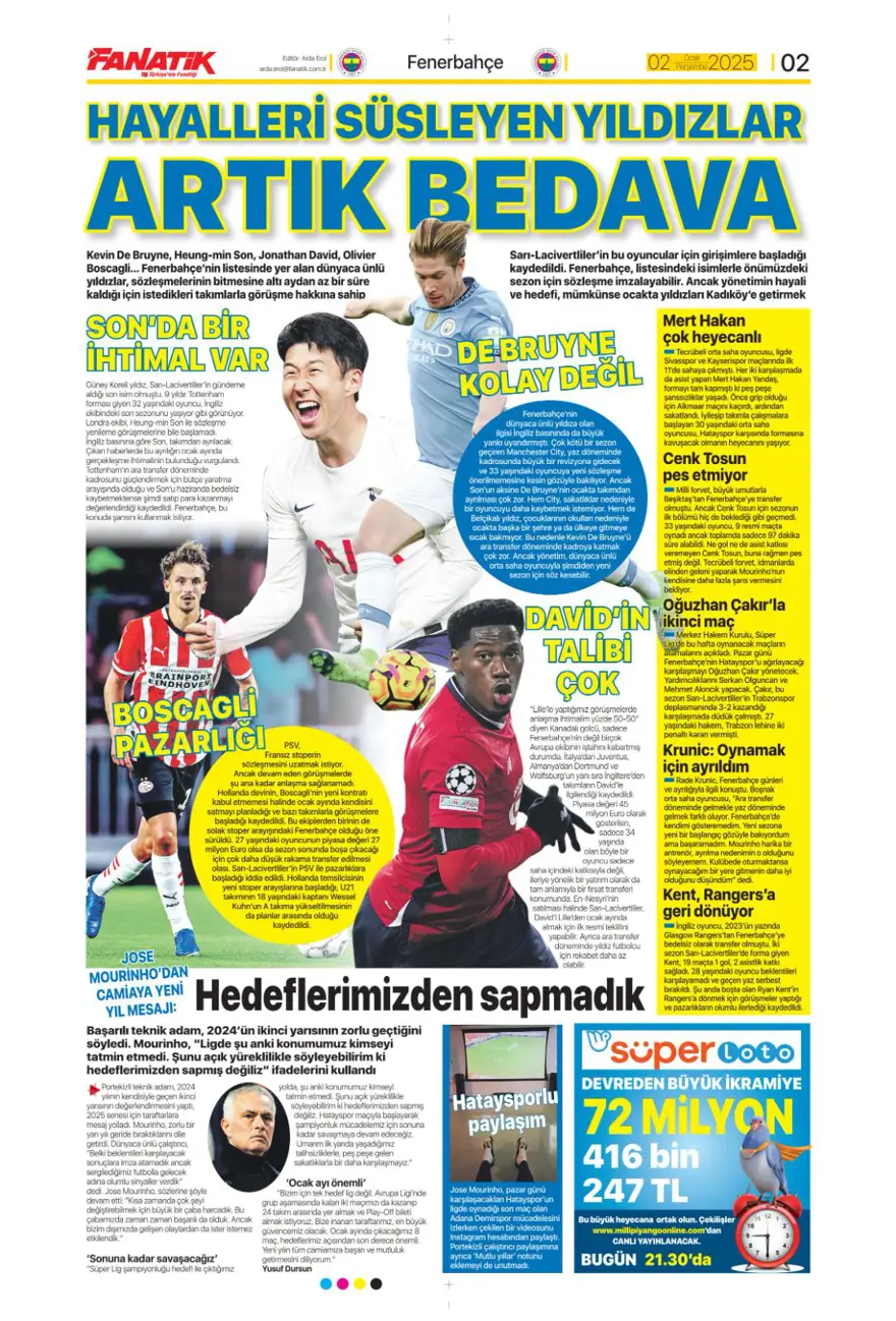 "Galatasaray'da Sane bombası" (2 Ocak 2025 spor manşetleri) 2