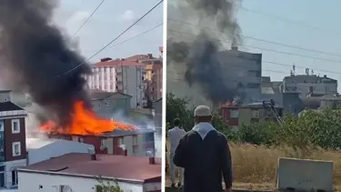 Ataşehir'de bir evin çatısı alev alev yandı