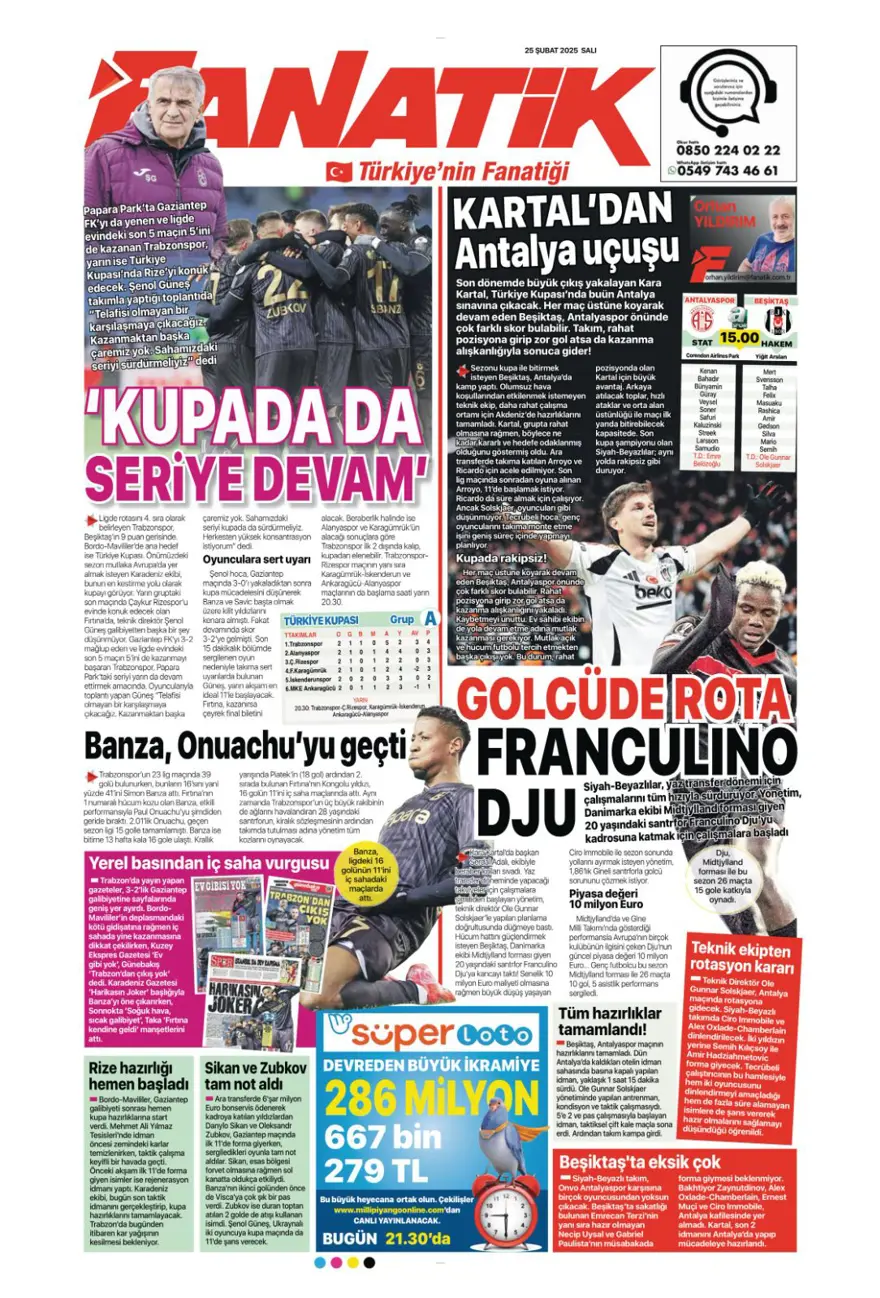 "Aslantepe'de sessiz derbi" (25 Şubat spor manşetleri) 5