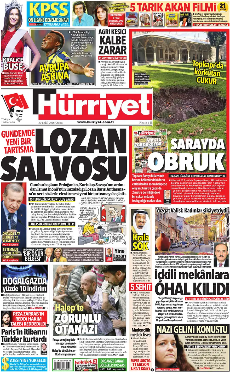 Günün gazete manşetleri - 30 Eylül 2016 4