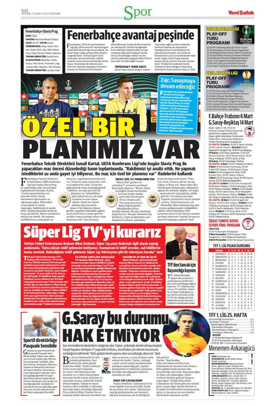 Günün spor manşetleri (17 Şubat 2022) 17