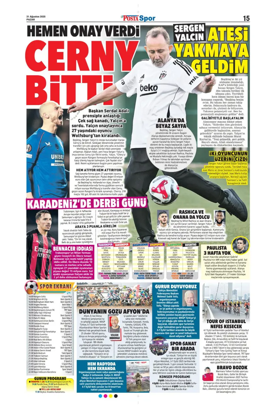 "Ya Kartal ya Schmidt" (31 Ağustos spor manşetleri) 12