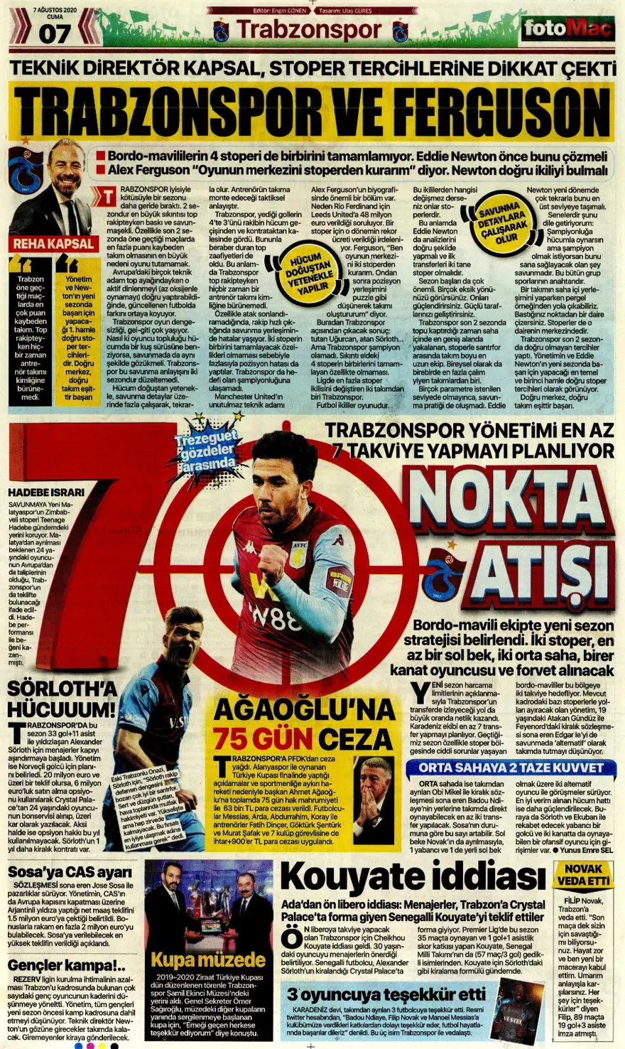 Günün spor manşetleri (07 Ağustos 2020) 5