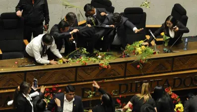 Mecliste domatesli saldırı: Başkan yardımcısını konuşturmadılar