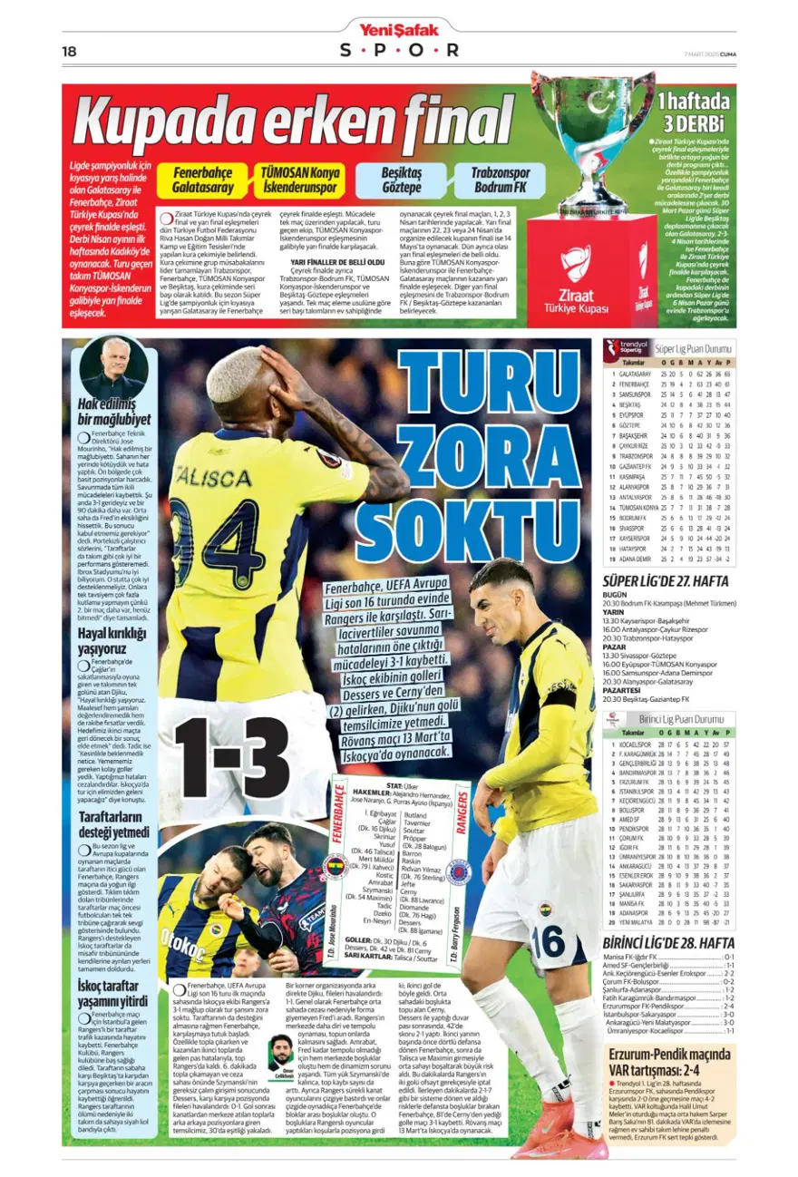"Turu zora soktu" (7 Mart 2025 spor manşetleri) 18