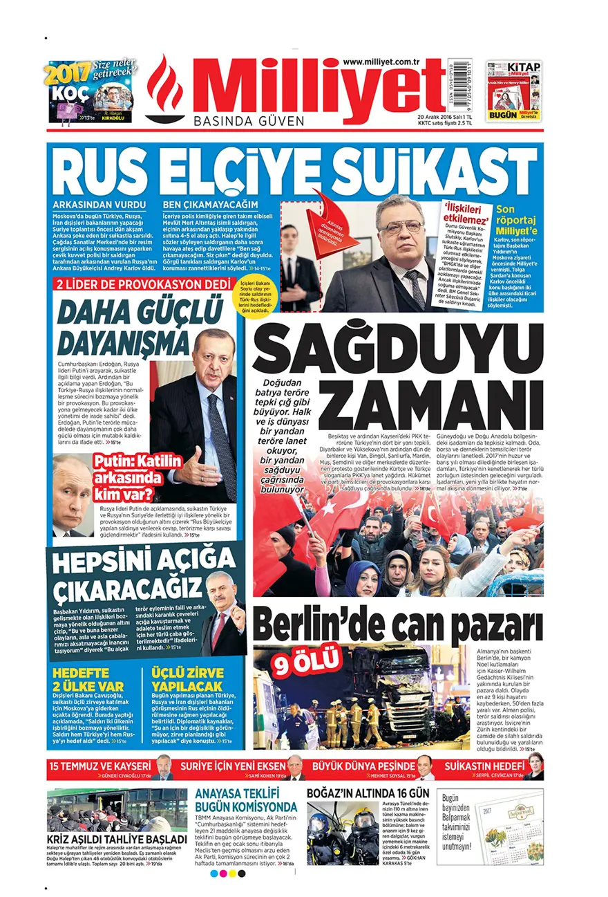 Günün gazete manşetleri - 20 Aralık 2016 1