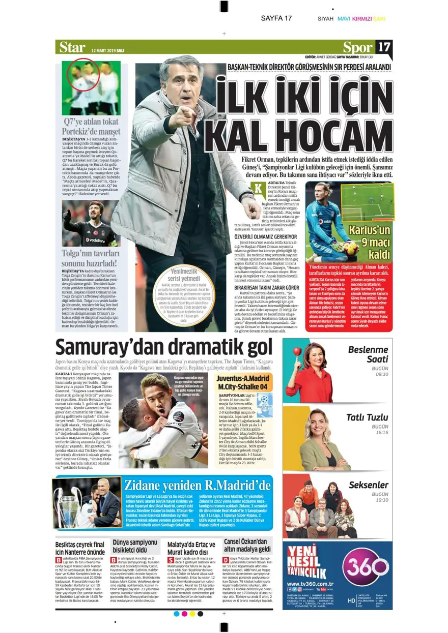 Günün spor manşetleri (12 Mart 2019) 1