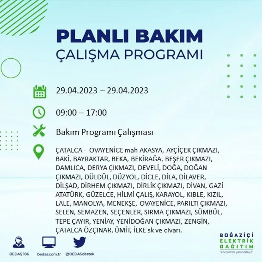 İstanbul'un 14 ilçesinde elektrik kesintisi: Elektrikler ne zaman gelecek? (29 Nisan BEDAŞ planlı elektrik kesintisi) 8