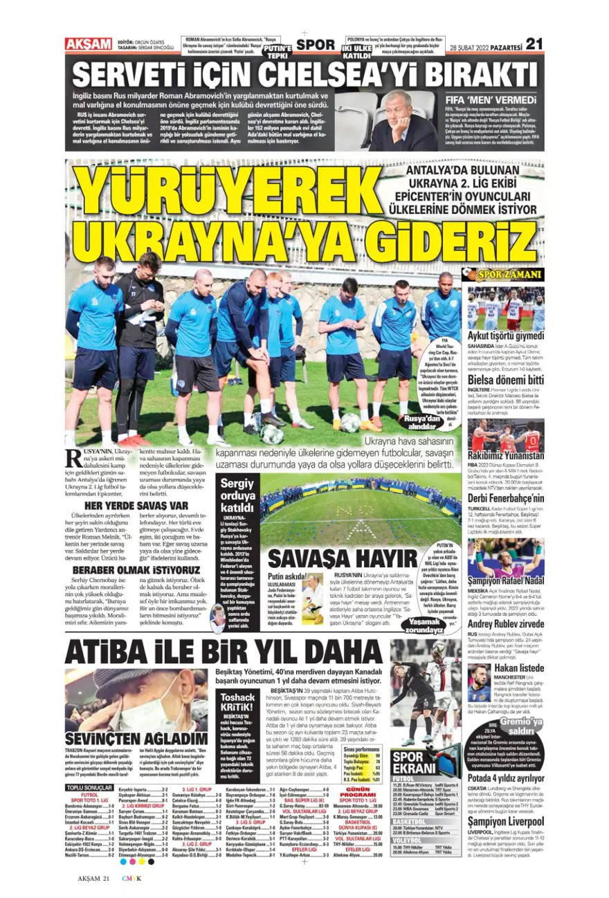 Günün spor manşetleri (28 Şubat 2022) 