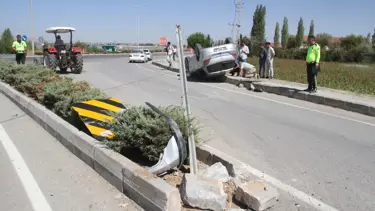 Konya'da otobüs devrildi, sürücü yaralandı