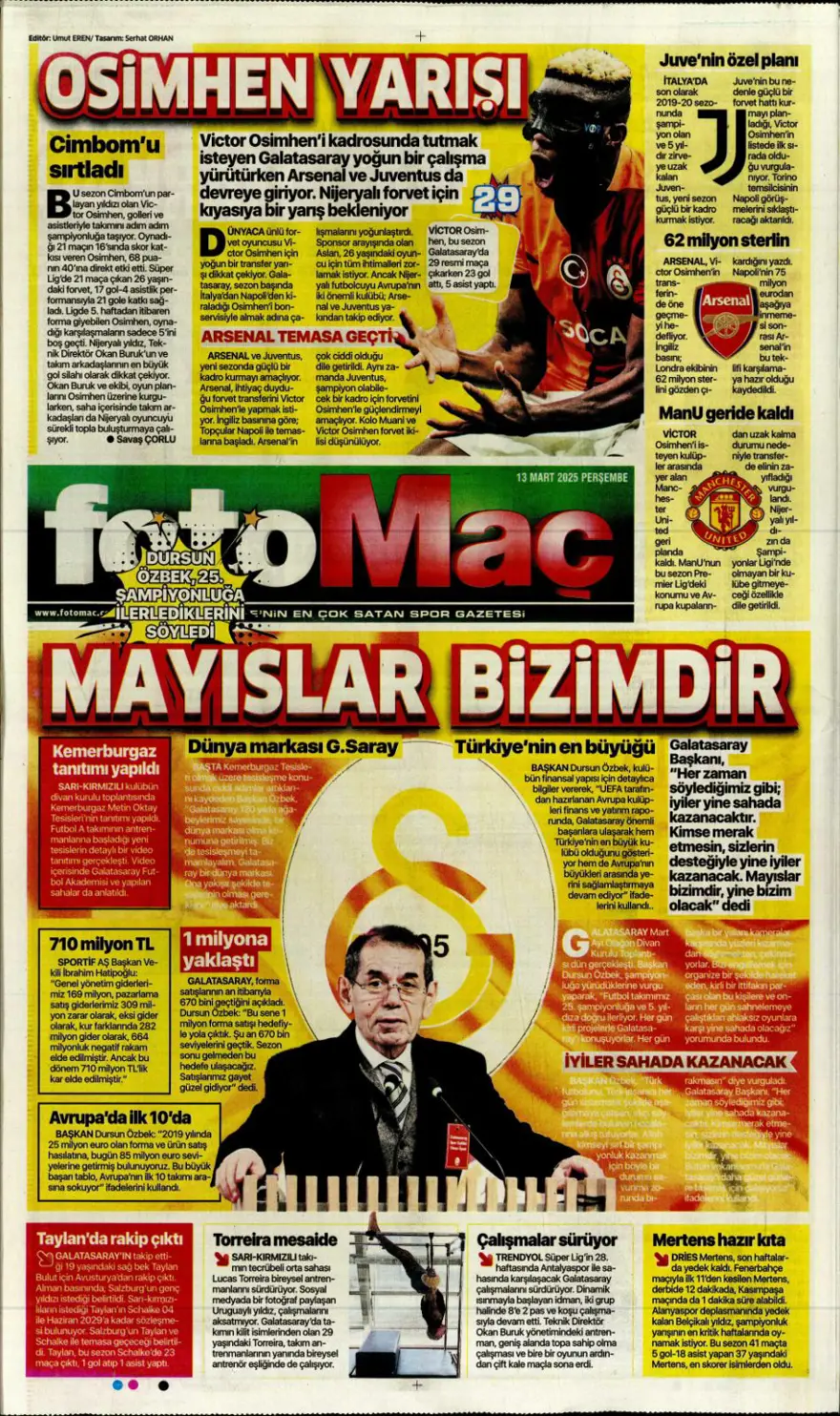"Haydi Fener turla gel" (13 Mart 2025 spor manşetleri) 18