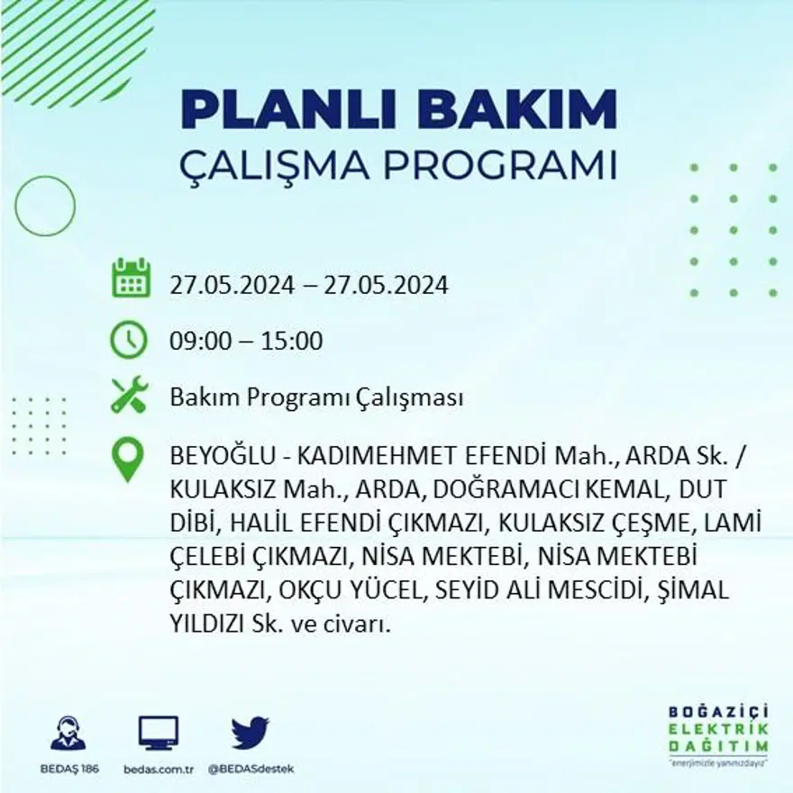 İstanbul'un 21 ilçesinde elektrik kesintisi: Elektrikler ne zaman gelecek? (27 Mayıs BEDAŞ kesinti programı) 22