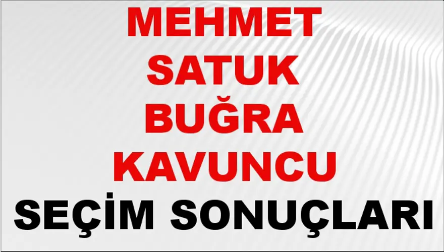 Mehmet Satuk Buğra Kavuncu Seçim Sonuçları - 31 Mart 2024 Yerel Seçim Sonuçları Mehmet Satuk Buğra Kavuncu Seçim Sonuçları - 31 Mart 2024 Yerel Seçim Sonuçları