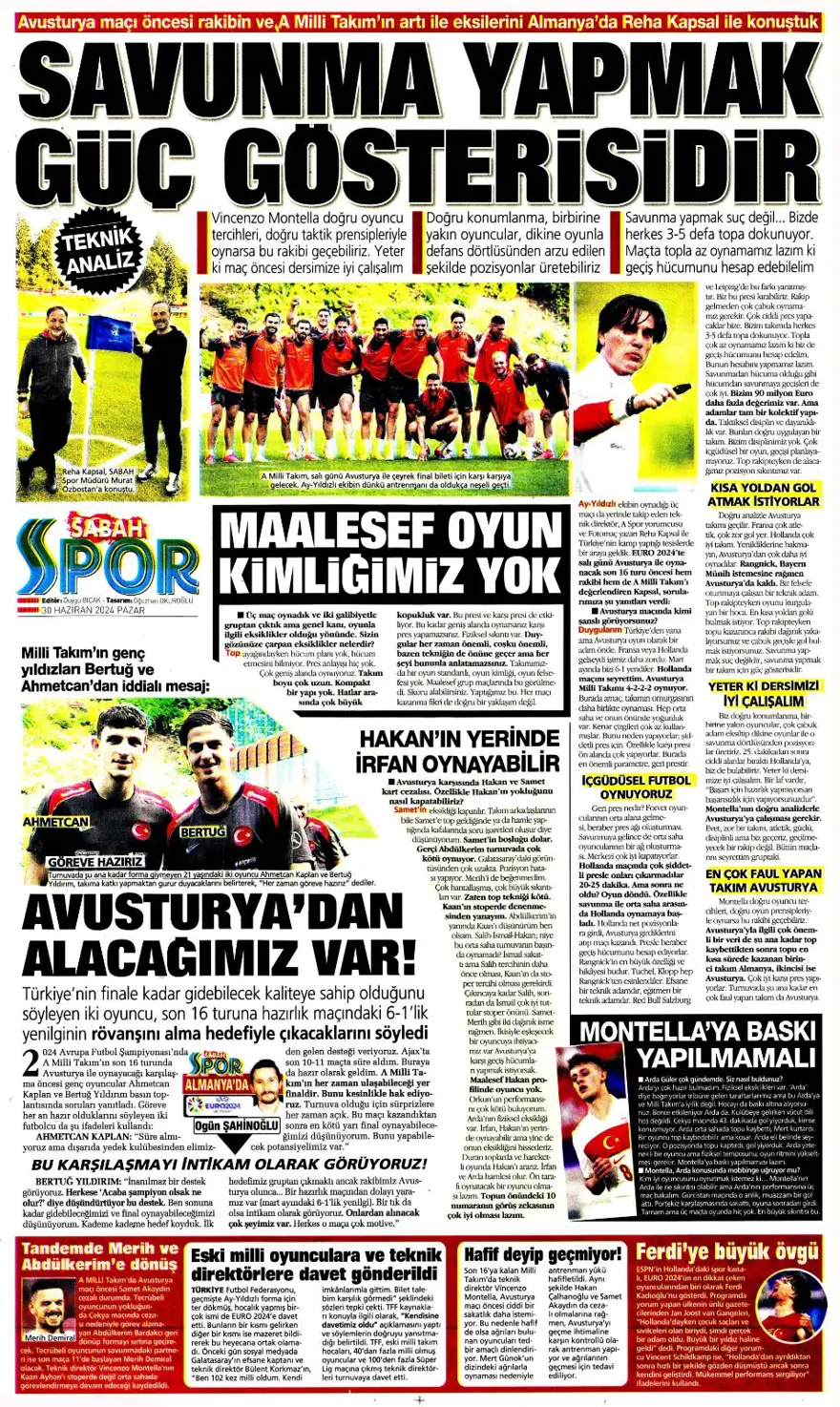 "Avusturya'ya farklı 11" (30 Haziran 2024 spor manşetleri) 26