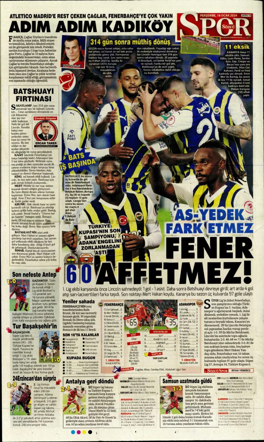"Aslan'dan Mangala harekatı" (18 Ocak 2024 spor manşetleri) 9 "Aslan'dan Mangala harekatı" (18 Ocak 2024 spor manşetleri) 9