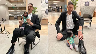 Dünyanın "en uzun adamı" ve "en kısa kadını" bu kez Kaliforniya'da buluştu