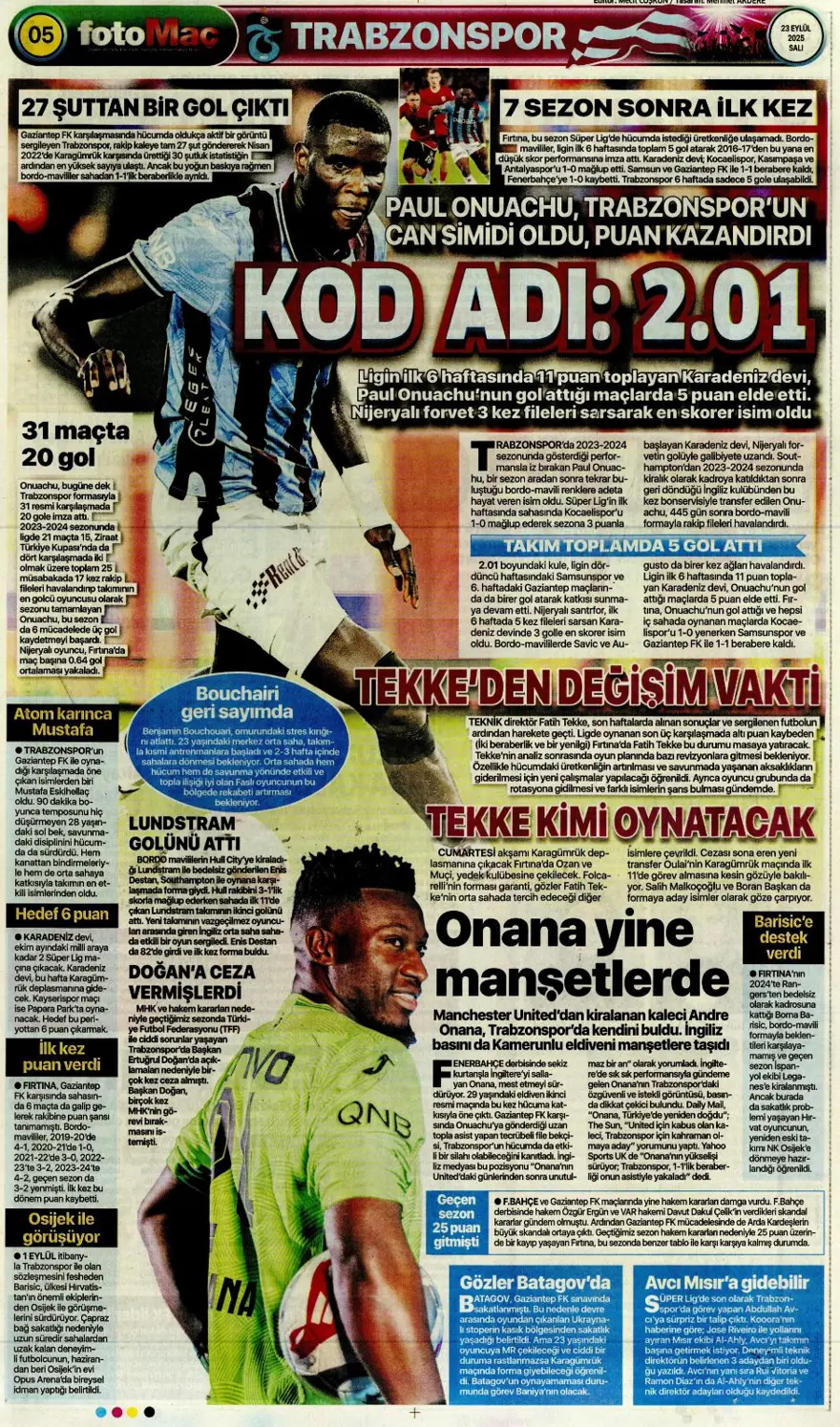 "Süper Lig'in Aslan'ı" (23 Eylül spor manşetleri) 12