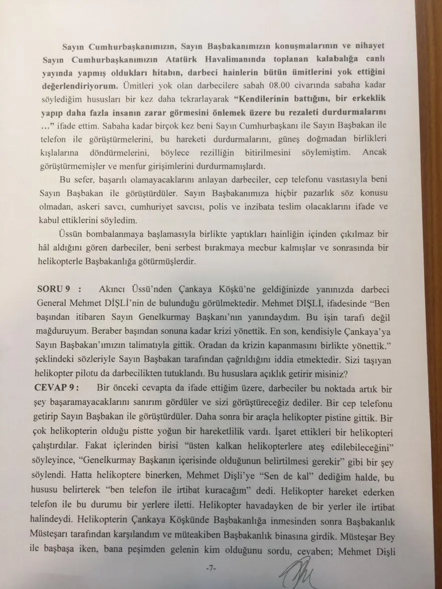 Hulusi Akar'ın darbe komisyonuna verdiği yanıtlar 6