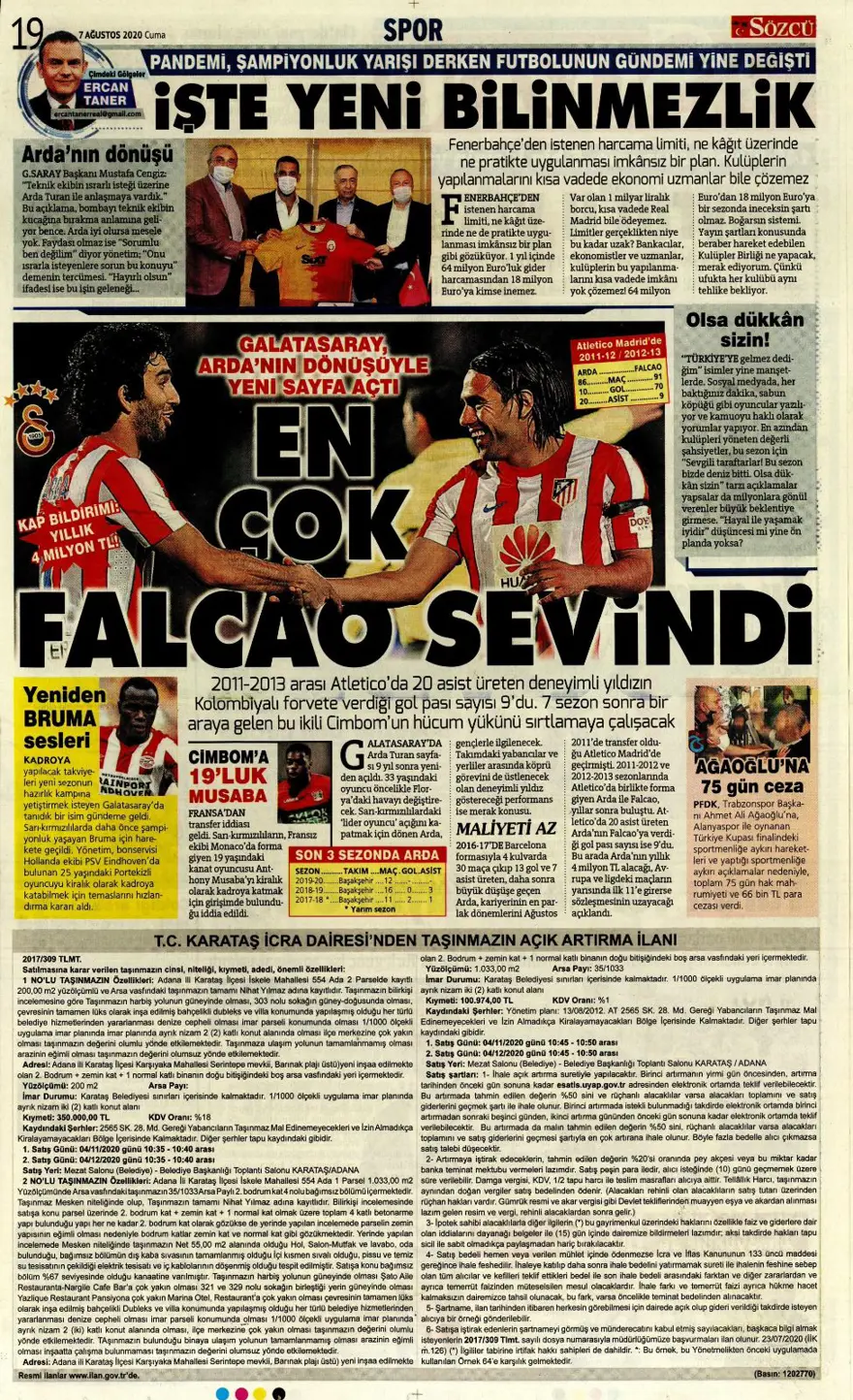 Günün spor manşetleri (07 Ağustos 2020) 10