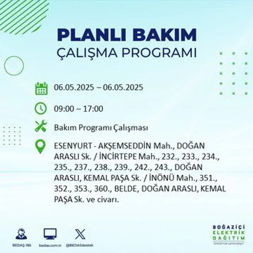 İstanbul'un 20 ilçesinde elektrik kesintisi: Elektrikler ne zaman gelecek? 32